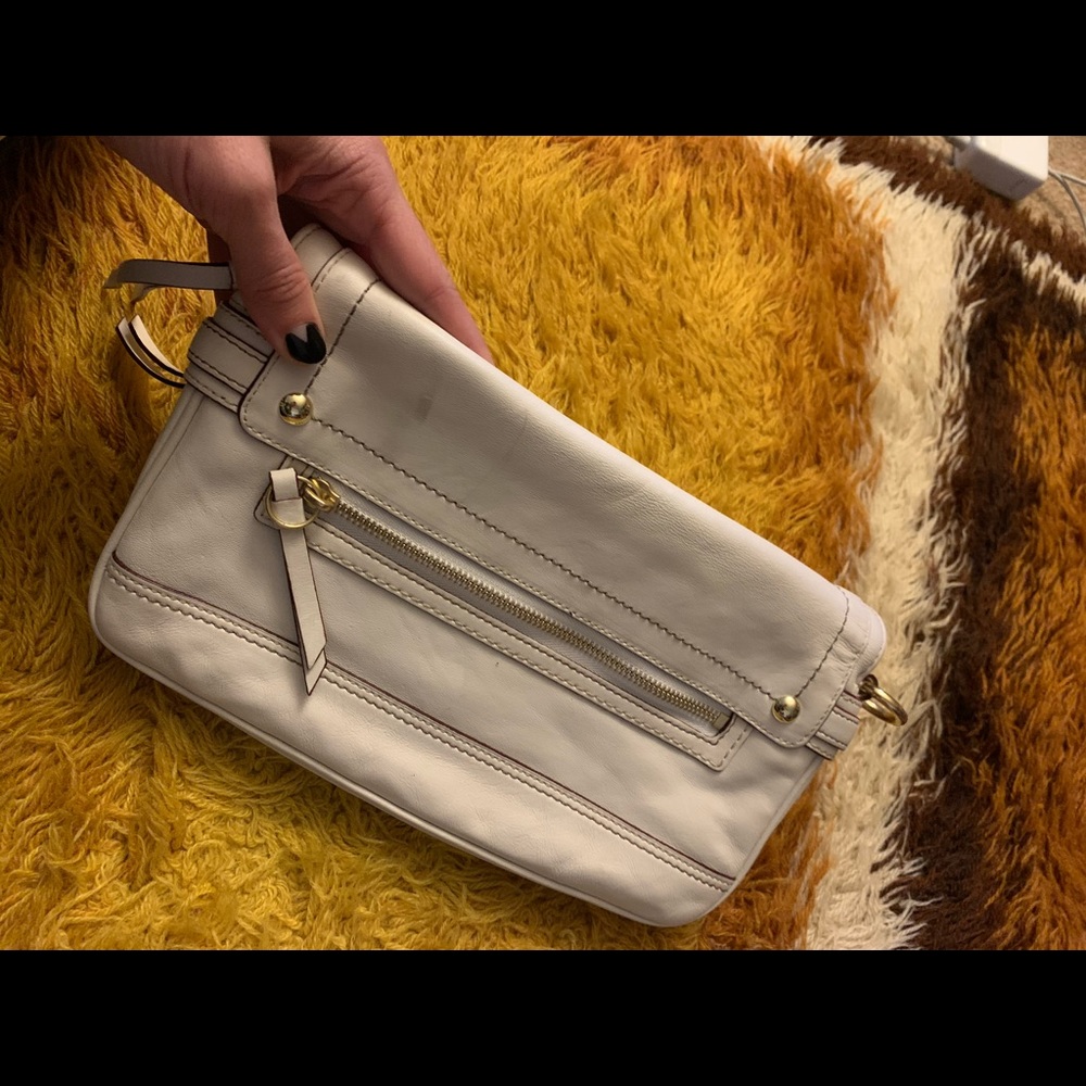 White leather Coach clutch purse!